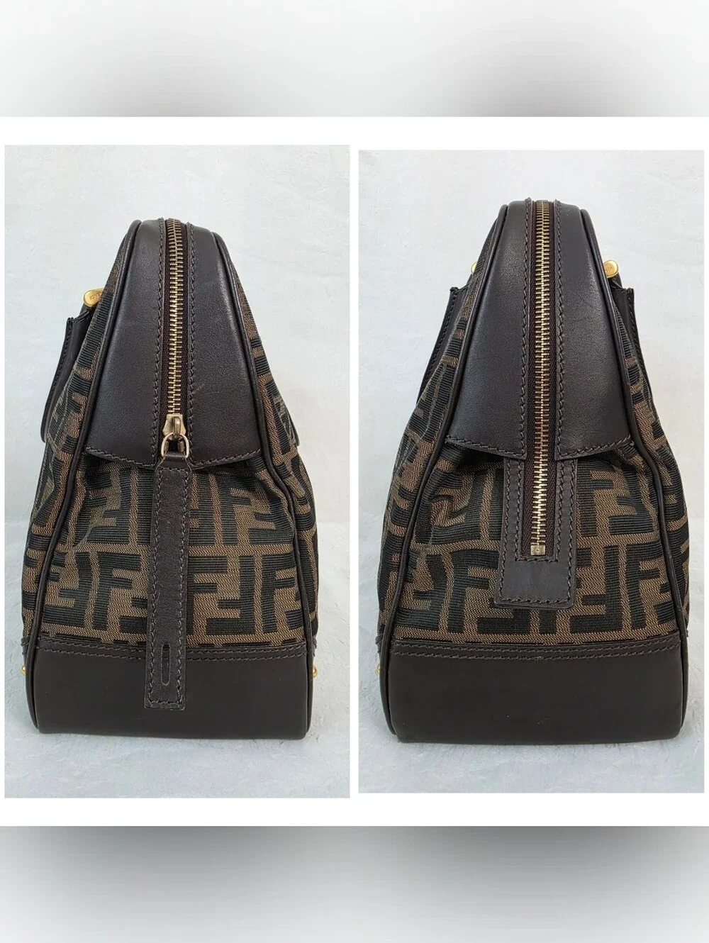 Auth Fendi Zucca FF Top Handle Doctor's Tote Bag